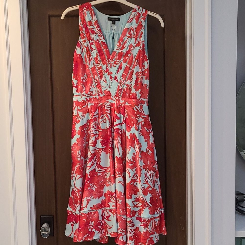 Silk red and baby blue dress perfect for spring!